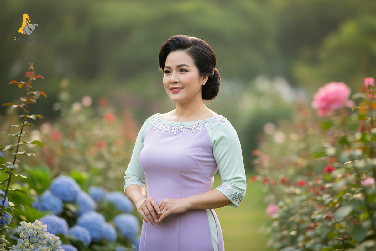 Chọn áo dài cho người vai rộng, bắp tay to - Áo Dài Phương Lan